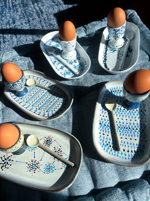 My House by Marine ceramic egg cups French Provincial Ceramic Egg Cup Set – Hand-Painted Plate & Spoon, Gift Box