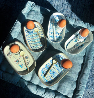 My House by Marine ceramic egg cups French Provincial Ceramic Egg Cup Set – Hand-Painted Plate & Spoon, Gift Box