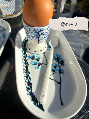 My House by Marine ceramic egg cups French Provincial Ceramic Egg Cup Set – Hand-Painted Plate & Spoon, Gift Box