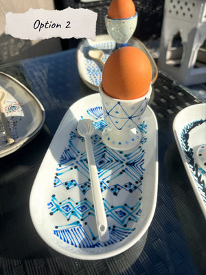 My House by Marine ceramic egg cups French Provincial Ceramic Egg Cup Set – Hand-Painted Plate & Spoon, Gift Box
