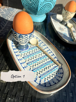 My House by Marine ceramic egg cups French Provincial Ceramic Egg Cup Set – Hand-Painted Plate & Spoon, Gift Box