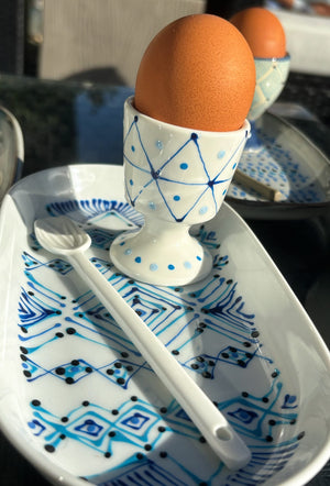 My House by Marine ceramic egg cups French Provincial Ceramic Egg Cup Set – Hand-Painted Plate & Spoon, Gift Box
