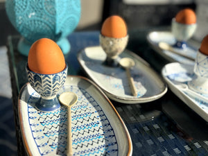 My House by Marine ceramic egg cups French Provincial Ceramic Egg Cup Set – Hand-Painted Plate & Spoon, Gift Box