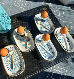 My House by Marine ceramic egg cups French Provincial Ceramic Egg Cup Set – Hand-Painted Plate & Spoon, Gift Box