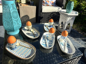My House by Marine ceramic egg cups French Provincial Ceramic Egg Cup Set – Hand-Painted Plate & Spoon, Gift Box
