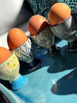 My House by Marine ceramic egg cups French Provincial Ceramic Egg Cups - Set of 4 - Provence Farmhouse Decor