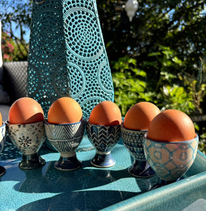 My House by Marine ceramic egg cups French Provincial Ceramic Egg Cups - Set of 4 - Provence Farmhouse Decor