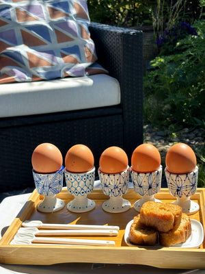My House by Marine ceramic egg cups Hand Painted Cute & Eclectic Porcelain Egg Cups - Set of 5