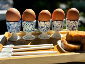 My House by Marine ceramic egg cups Hand Painted Cute & Eclectic Porcelain Egg Cups - Set of 5
