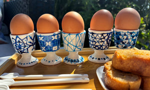 My House by Marine ceramic egg cups Hand Painted Cute & Eclectic Porcelain Egg Cups - Set of 5