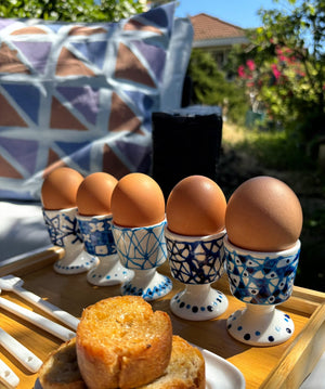 My House by Marine ceramic egg cups Hand Painted Cute & Eclectic Porcelain Egg Cups - Set of 5