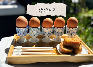 My House by Marine ceramic egg cups Option 2-5 cups Hand Painted Cute & Eclectic Porcelain Egg Cups - Set of 5