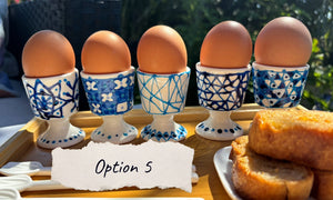 My House by Marine ceramic egg cups Option 5-5 cups Hand Painted Cute & Eclectic Porcelain Egg Cups - Set of 5