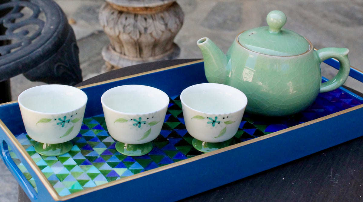 My House by Marine ceramic teapot set Elegant Chinese Green Hand-Painted Antique-Style Porcelain Collection