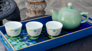 My House by Marine ceramic teapot set Elegant Chinese Green Hand-Painted Antique-Style Porcelain Collection