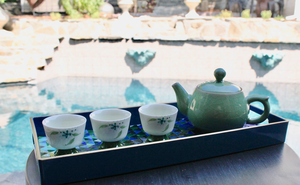 My House by Marine ceramic teapot set Elegant Chinese Green Hand-Painted Antique-Style Porcelain Collection