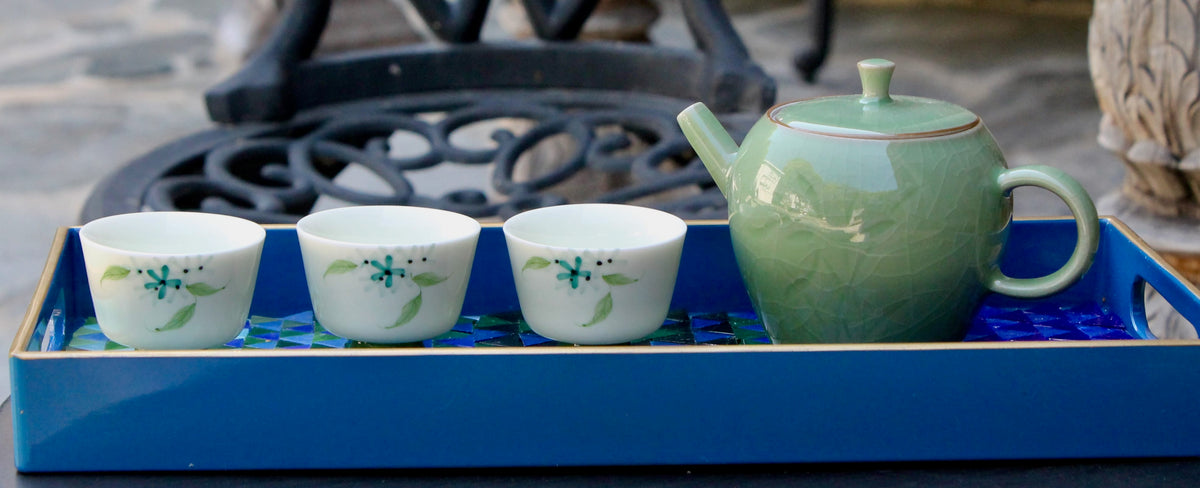 My House by Marine ceramic teapot set Elegant Chinese Green Hand-Painted Antique-Style Porcelain Collection