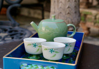 My House by Marine ceramic teapot set Elegant Chinese Green Hand-Painted Antique-Style Porcelain Collection