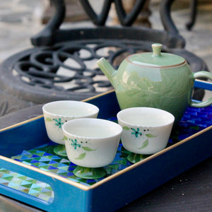 My House by Marine ceramic teapot set Elegant Chinese Green Hand-Painted Antique-Style Porcelain Collection