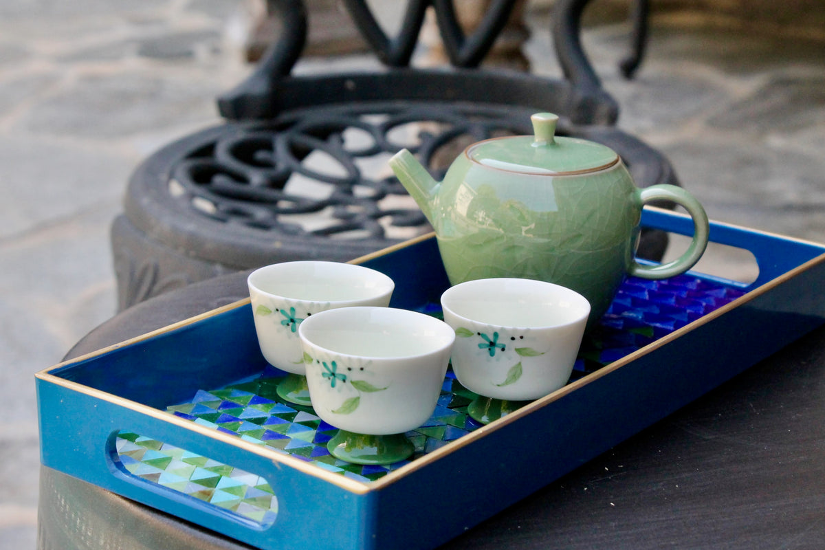 My House by Marine ceramic teapot set Elegant Chinese Green Hand-Painted Antique-Style Porcelain Collection