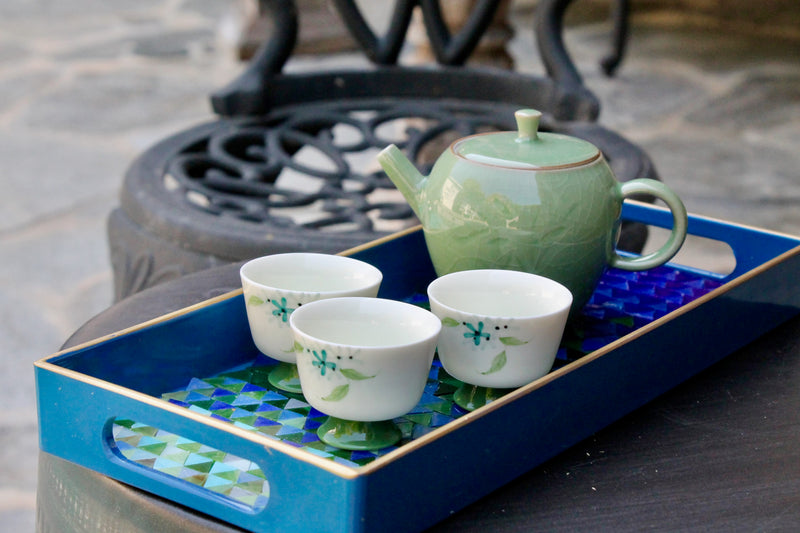 My House by Marine ceramic teapot set Elegant Chinese Green Hand-Painted Antique-Style Porcelain Collection