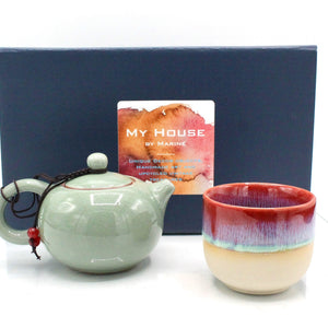 My House by Marine ceramic teapot set Green Handcrafted Kung Fu Porcelain Teapot Set: Ombré Glaze, Single User