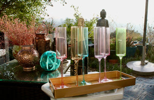 My House by Marine Champagne glasses Pastel Colored Champagne Hand-blown Crystal Stemware Set of 6 flutes for Celebrations