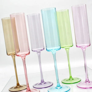 My House by Marine Champagne glasses Pastel Colored Champagne Hand-blown Crystal Stemware Set of 6 flutes for Celebrations