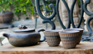 My House by Marine Chinese clay teapot set Handcrafted Chinese Clay Teapot with Woven Basket and Cups