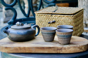 My House by Marine Chinese clay teapot set Handcrafted Chinese Clay Teapot with Woven Basket and Cups