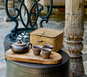 My House by Marine Chinese clay teapot set Handcrafted Chinese Clay Teapot with Woven Basket and Cups