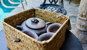 My House by Marine Chinese clay teapot set Handcrafted Chinese Clay Teapot with Woven Basket and Cups