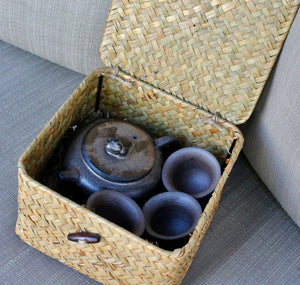 My House by Marine Chinese clay teapot set Handcrafted Chinese Clay Teapot with Woven Basket and Cups