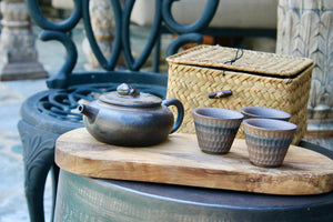 My House by Marine Chinese clay teapot set Handcrafted Chinese Clay Teapot with Woven Basket and Cups