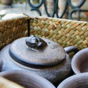 My House by Marine Chinese clay teapot set Handcrafted Chinese Clay Teapot with Woven Basket and Cups