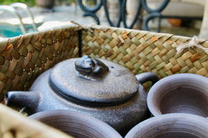 My House by Marine Chinese clay teapot set Handcrafted Chinese Clay Teapot with Woven Basket and Cups