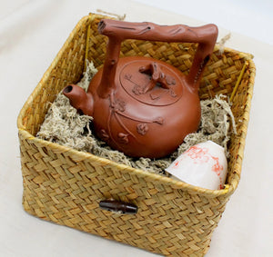 My House by Marine Chinese clay teapot set Handcrafted Chinese Clay Teapot with Woven Basket and TENMONKU Cups