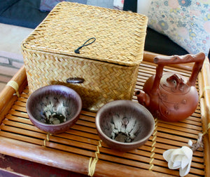 My House by Marine Chinese clay teapot set Handcrafted Chinese Clay Teapot with Woven Basket and TENMONKU Cups
