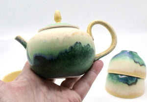 My House by Marine Chinese porcelain teapot set Elegant Yellow Green Artistic Kung Fu Porcelain Mini Teapot with Four Cups
