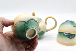 My House by Marine Chinese porcelain teapot set Elegant Yellow Green Artistic Kung Fu Porcelain Mini Teapot with Four Cups