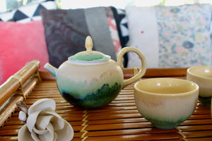 My House by Marine Chinese porcelain teapot set Elegant Yellow Green Artistic Kung Fu Porcelain Mini Teapot with Four Cups