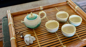 My House by Marine Chinese porcelain teapot set Elegant Yellow Green Artistic Kung Fu Porcelain Mini Teapot with Four Cups