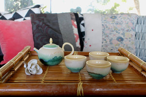My House by Marine Chinese porcelain teapot set Elegant Yellow Green Artistic Kung Fu Porcelain Mini Teapot with Four Cups