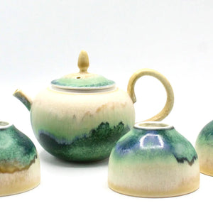 My House by Marine Chinese porcelain teapot set Elegant Yellow Green Artistic Kung Fu Porcelain Mini Teapot with Four Cups
