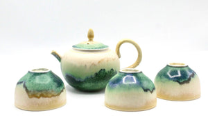 My House by Marine Chinese porcelain teapot set Elegant Yellow Green Artistic Kung Fu Porcelain Mini Teapot with Four Cups