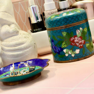 My House by Marine cloisonne box and small tray Chinese Vintage Floral Cloisonne Box & Trinket Dish Collectibles