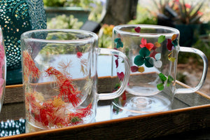 My House by Marine Coffee & Tea Mugs Double Walls Flower Glass Mugs for Whimsical Tableware-Colorful Breakfast Cups in 3 Styles