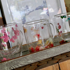 My House by Marine Coffee & Tea Mugs Double Walls Flower Glass Mugs for Whimsical Tableware-Colorful Breakfast Cups in 3 Styles