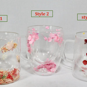 My House by Marine Coffee & Tea Mugs Double Walls Flower Glass Mugs for Whimsical Tableware-Colorful Breakfast Cups in 3 Styles