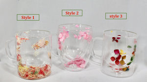 My House by Marine Coffee & Tea Mugs Double Walls Flower Glass Mugs for Whimsical Tableware-Colorful Breakfast Cups in 3 Styles